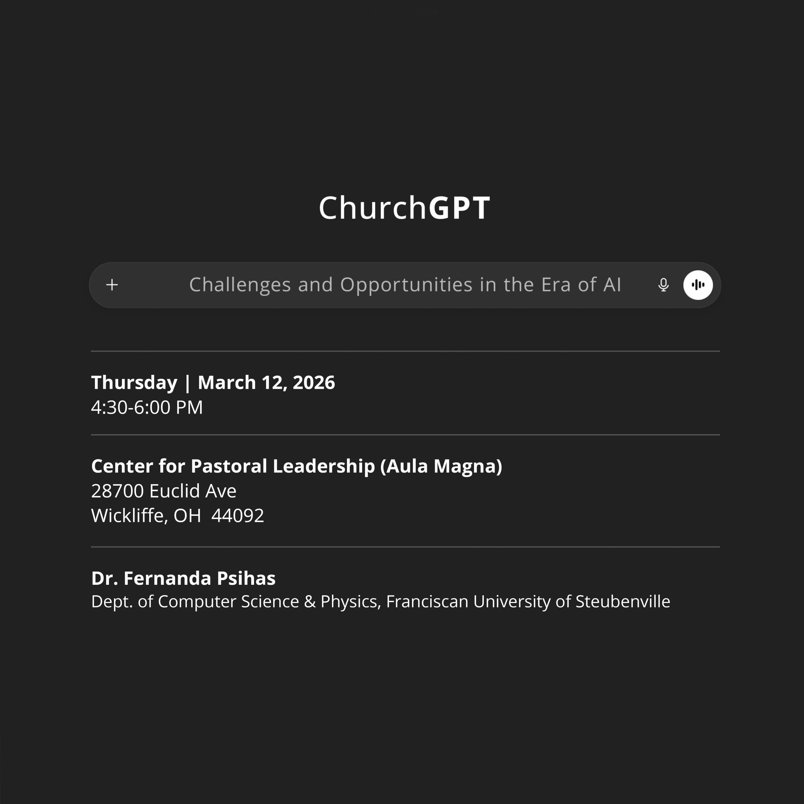 Church GPT: Challenges and Opportunities in the Era of AI